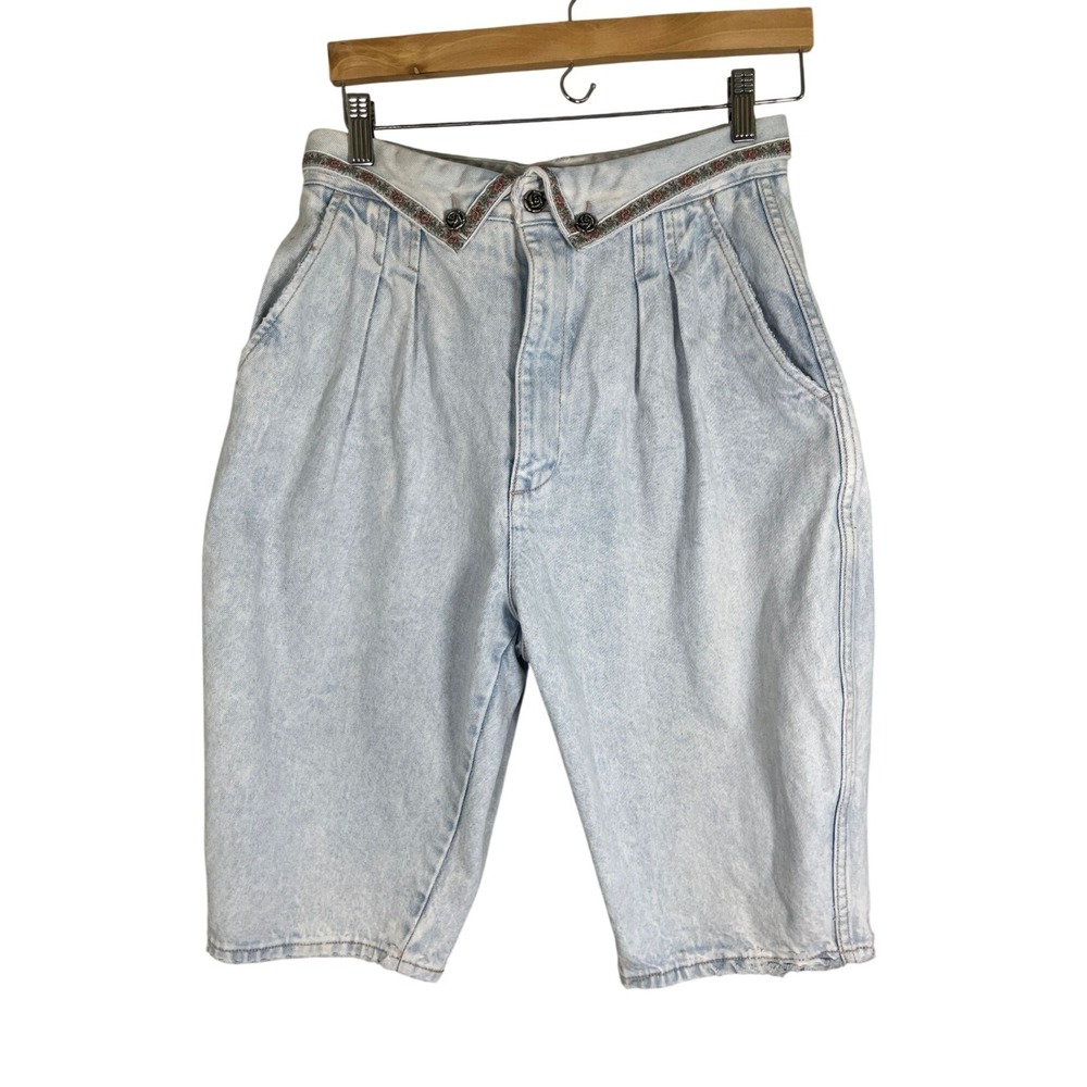 Retro High Waist Denim Jean Shorts Floral Tapestry Mom Indie Folk 80s‎ Chic